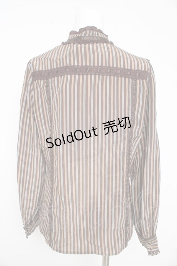 画像2: axes femme / レジメンタル柄ブラウス  茶 Y-26-02-23-086-AX-BL-SZ-ZY (2)