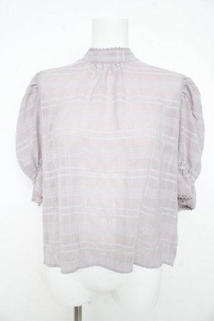 画像: axes femme POETIQUE / シアーチェックボウタイブラウス  ラベンダー（公式色展開グレー） Y-26-02-23-087-AX-BL-IG-ZY