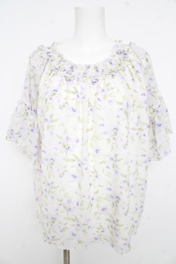 画像1: axes femme / 花柄エスパンディプルオーバー  オフシロ×ラベンダー Y-26-02-23-088-AX-TO-IG-ZY (1)