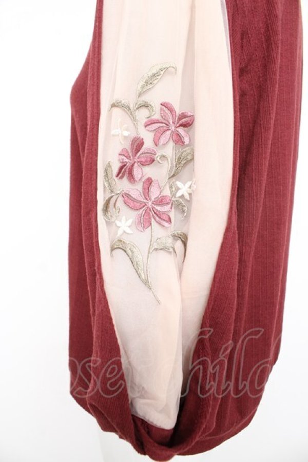画像3: axes femme / ７分袖花刺繍プルオーバー M ワイン Y-26-02-23-093-AX-TO-IG-ZY (3)