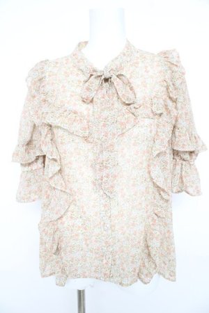 画像: axes femme / 小花柄シフォンブラウス Ｆ ベージュ系 Y-26-02-23-096-AX-BL-IG-ZY