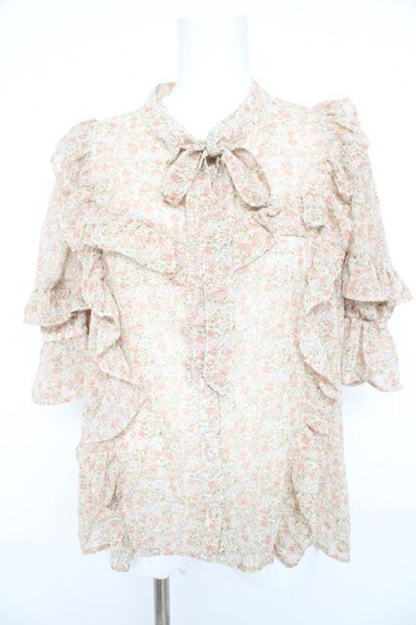 画像1: axes femme / 小花柄シフォンブラウス Ｆ ベージュ系 Y-26-02-23-096-AX-BL-IG-ZY (1)