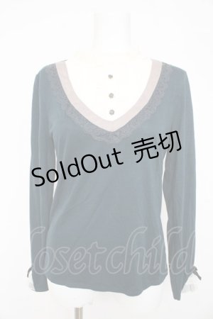 画像: axes femme / 重ね着風カットソー  グリーン Y-26-02-23-098-AX-TO-SZ-ZY