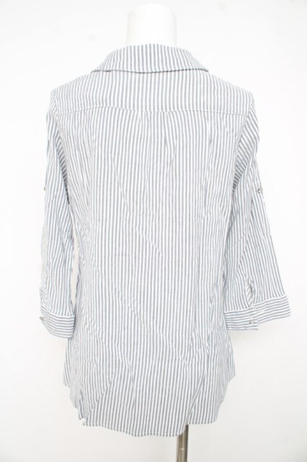 画像2: axes femme / 刺繍入り七分袖シャツ M シロ×グレー Y-26-02-23-100-AX-BL-IG-ZY (2)