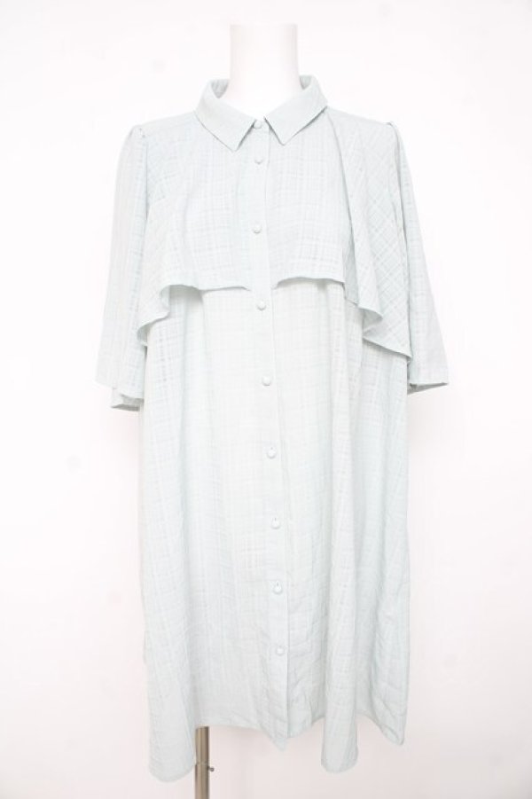 画像1: axes femme / ケープデザインワンピース M サックス Y-26-02-23-101-AX-OP-IG-ZY (1)