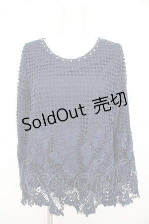 画像: axes femme / お花レース重ねトップス M 紺 Y-26-02-23-106-AX-TO-SZ-ZY