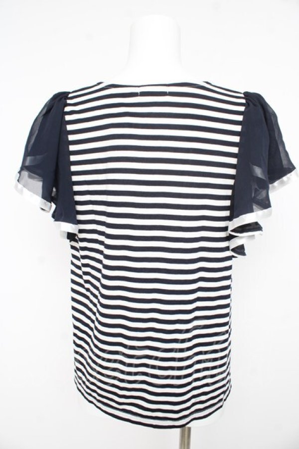 画像2: axes femme / フレア袖ボーダープルオーバー M 紺 Y-26-02-23-107-AX-TO-SZ-ZY (2)