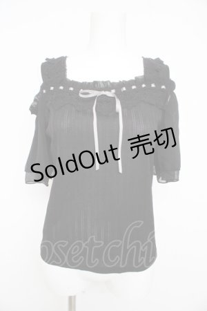 画像: axes femme POETIQUE / 肩開きデザインカットプルオーバー M 黒 Y-26-02-23-108-AX-TO-SZ-ZY