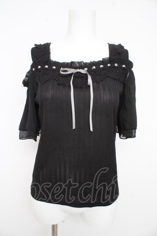 画像1: axes femme POETIQUE / 肩開きデザインカットプルオーバー M 黒 Y-26-02-23-108-AX-TO-SZ-ZY (1)