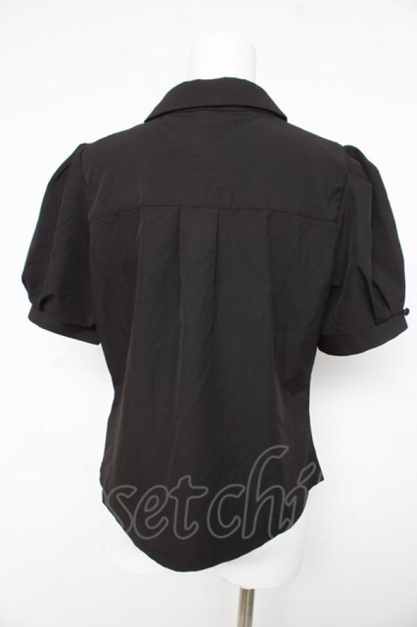 画像2: axes femme / ハトメ×チェーン付リボンブラウス  黒 Y-26-02-23-110-AX-BL-SZ-ZY (2)