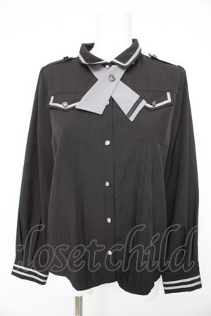 画像: axes femme / タイ付ミリタリー風ブラウス M 黒 Y-26-02-23-112-AX-TO-SZ-ZY