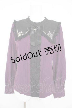画像: axes femme POETIQUE / クロス刺繍シスターブラウス M 紫 Y-26-02-23-116-AX-BL-SZ-ZY