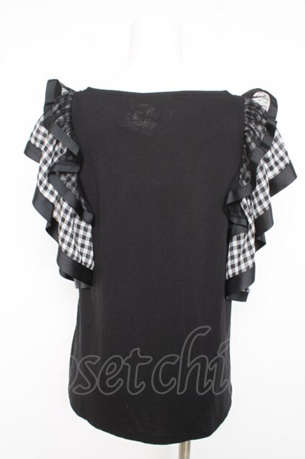 画像2: axes femme / 袖フリルカットソー M 黒 Y-26-02-23-117-AX-TO-SZ-ZY (2)