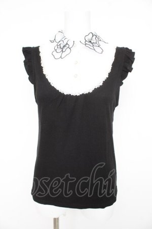 画像: axes femme / お花モチーフ使いノースリトップス M クロ Y-26-02-23-118-AX-TO-IG-ZY