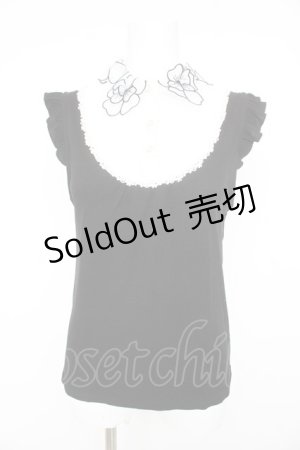 画像: axes femme / お花モチーフ使いノースリトップス M クロ Y-26-02-23-118-AX-TO-IG-ZY