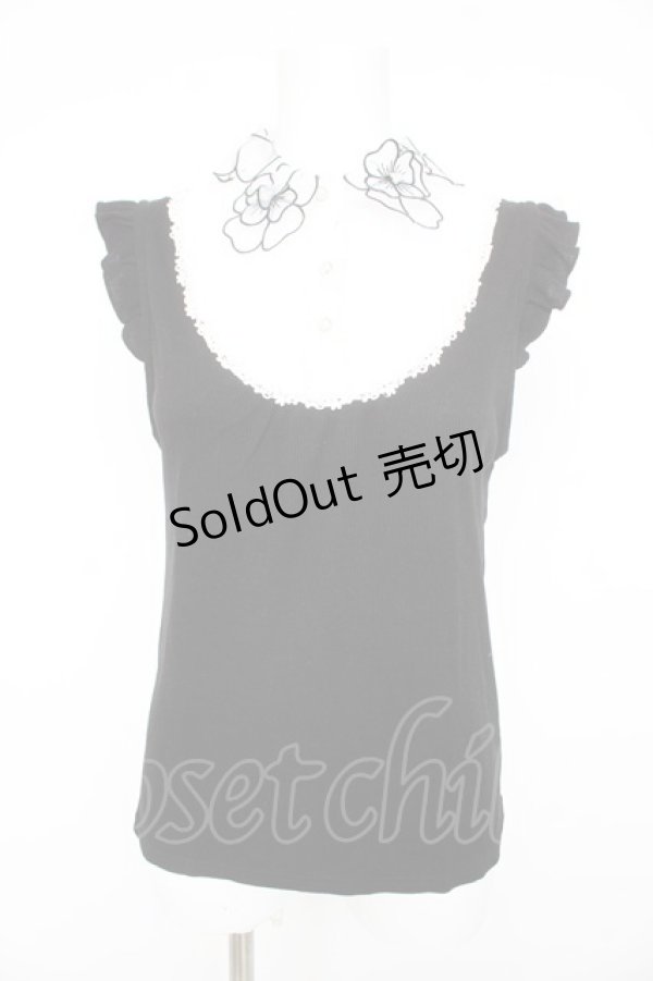 画像1: axes femme / お花モチーフ使いノースリトップス M クロ Y-26-02-23-118-AX-TO-IG-ZY (1)