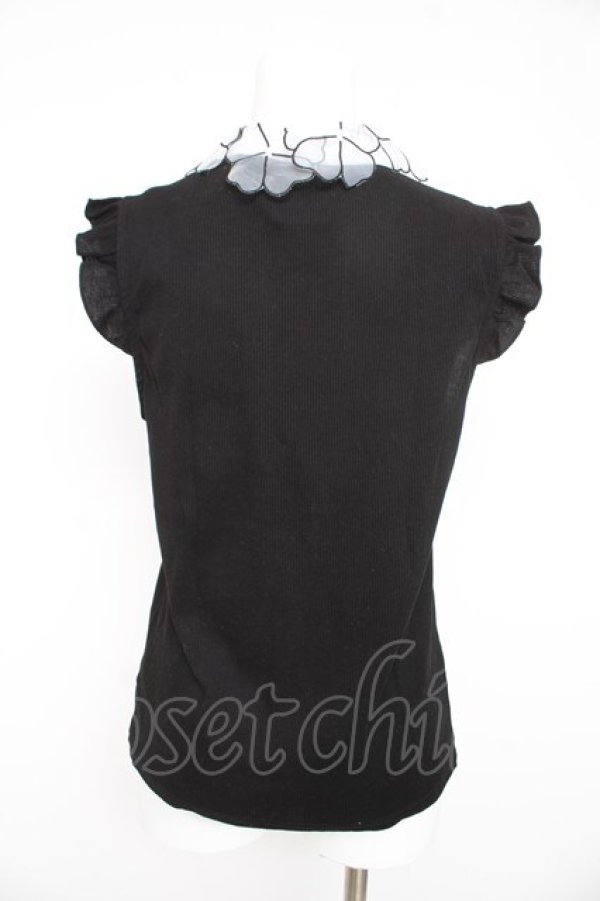 画像2: axes femme / お花モチーフ使いノースリトップス M クロ Y-26-02-23-118-AX-TO-IG-ZY (2)