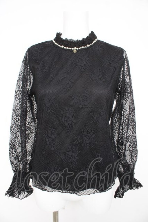 画像1: axes femme / 花柄総レースプルオーバー M クロ Y-26-02-23-119-AX-TO-IG-ZY (1)