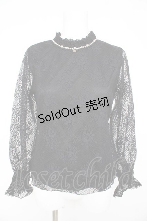 画像1: axes femme / 花柄総レースプルオーバー M クロ Y-26-02-23-119-AX-TO-IG-ZS (1)