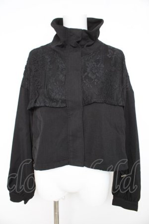 画像: axes femme / レース切替ショートブルゾン  黒 Y-26-02-23-122-AX-TO-SZ-ZY