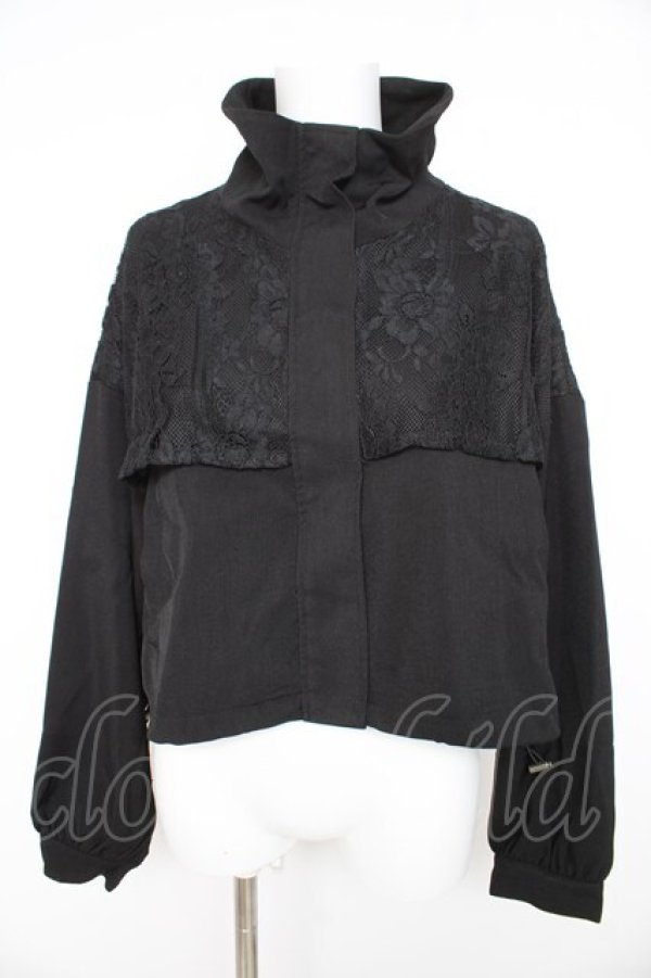 画像1: axes femme / レース切替ショートブルゾン  黒 Y-26-02-23-122-AX-TO-SZ-ZY (1)