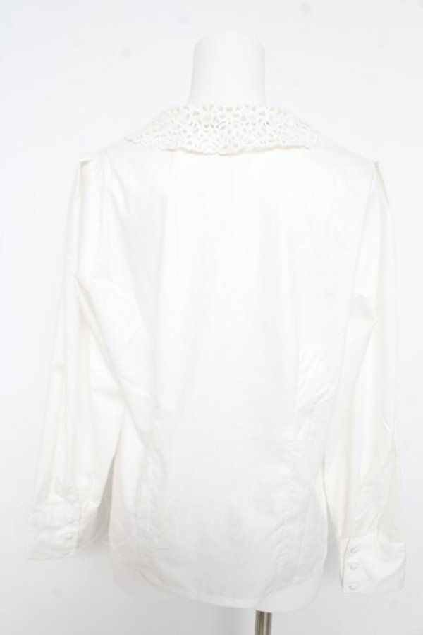 画像2: an another angelus / ローズ刺繍レースショールカラーシャツ  生成り Y-26-02-23-125-CA-BL-SZ-ZY (2)