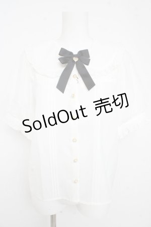 画像: Amavel / リボン付きハートチャーム半袖ブラウス F 白 Y-26-02-23-126-CA-BL-SZ-ZY