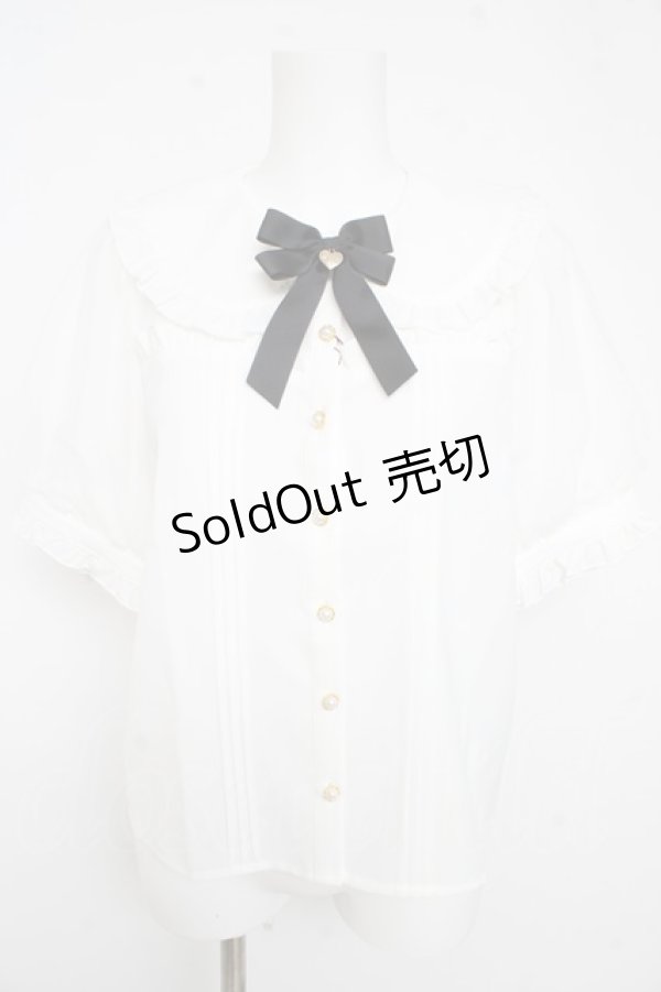 画像1: Amavel / リボン付きハートチャーム半袖ブラウス F 白 Y-26-02-23-126-CA-BL-SZ-ZY (1)