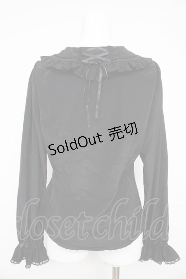 画像2: BABY, THE STARS SHINE BRIGHT / Ribbonデシンブラウス  黒 Y-26-02-23-129-BA-BL-SZ-ZY (2)