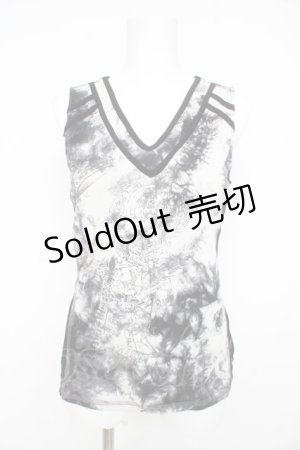 画像: Ozz Croce / ムラ柄×インダストリアルptタンクトップ  オフ×黒 Y-26-02-23-130-OO-TO-SZ-ZI