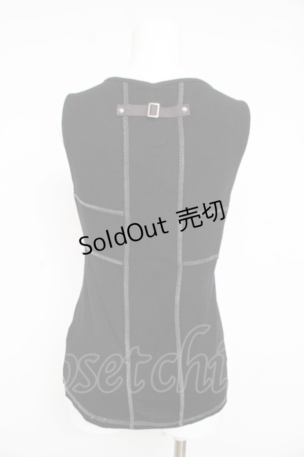 画像2: Ozz Croce / ムラ柄×インダストリアルptタンクトップ  オフ×黒 Y-26-02-23-130-OO-TO-SZ-ZI (2)