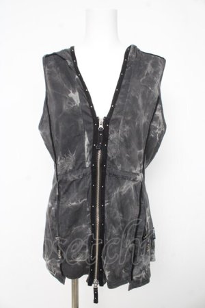 画像: Ozz Croce / ムラ染めノースリーブパーカー  グレー Y-26-02-23-131-OO-TO-SZ-ZY