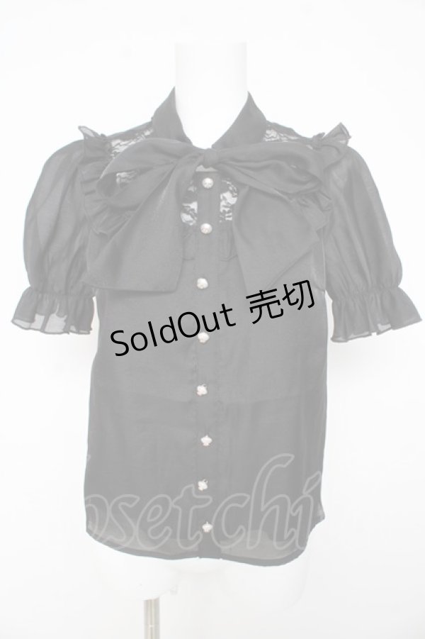 画像1: evelyn / タイ付き切替半袖ブラウス  黒 Y-26-02-23-135-LO-TO-SZ-ZY (1)