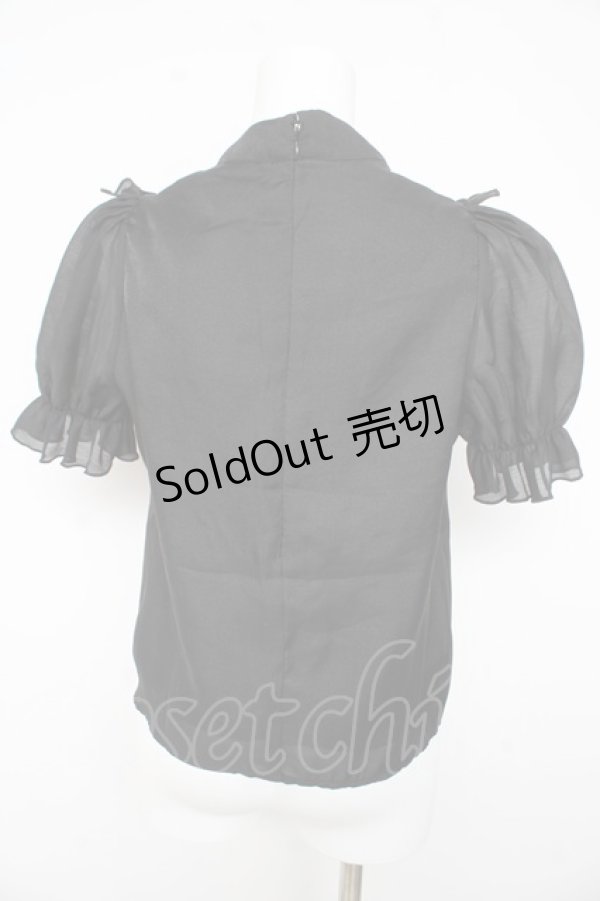 画像2: evelyn / タイ付き切替半袖ブラウス  黒 Y-26-02-23-135-LO-TO-SZ-ZY (2)