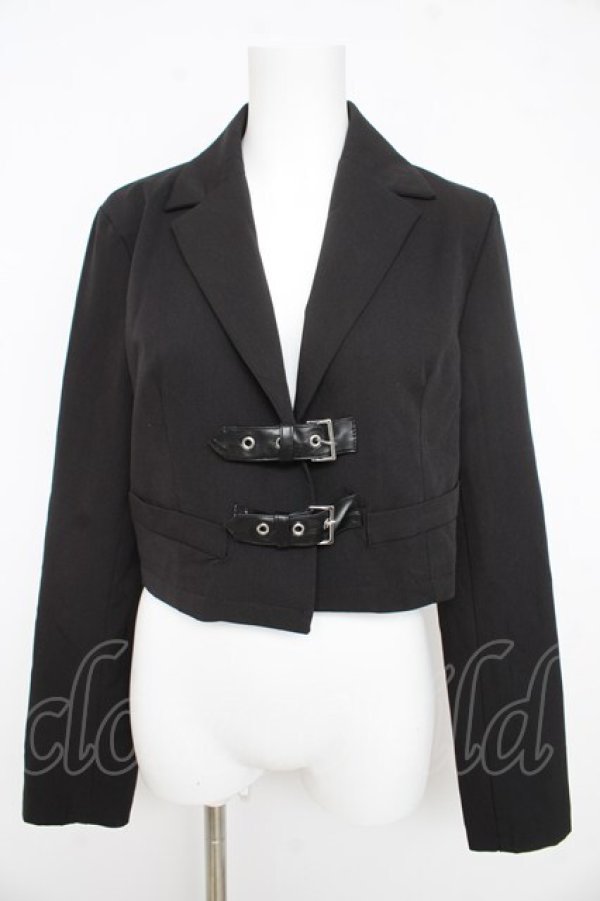 画像1: Jamieエーエヌケー / ベルト付きジャケット  黒 Y-26-02-23-136-LO-JA-SZ-ZY (1)