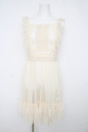 画像: axes femme kawaii / ドットチュールエプロン  生成り Y-26-02-23-141-AX-OP-SZ-ZY