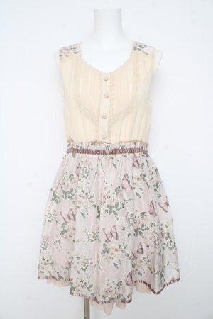 画像: axes femme / 花×蝶オパールドッキングワンピース M 淡ピンク Y-26-02-23-143-AX-BL-SZ-ZY