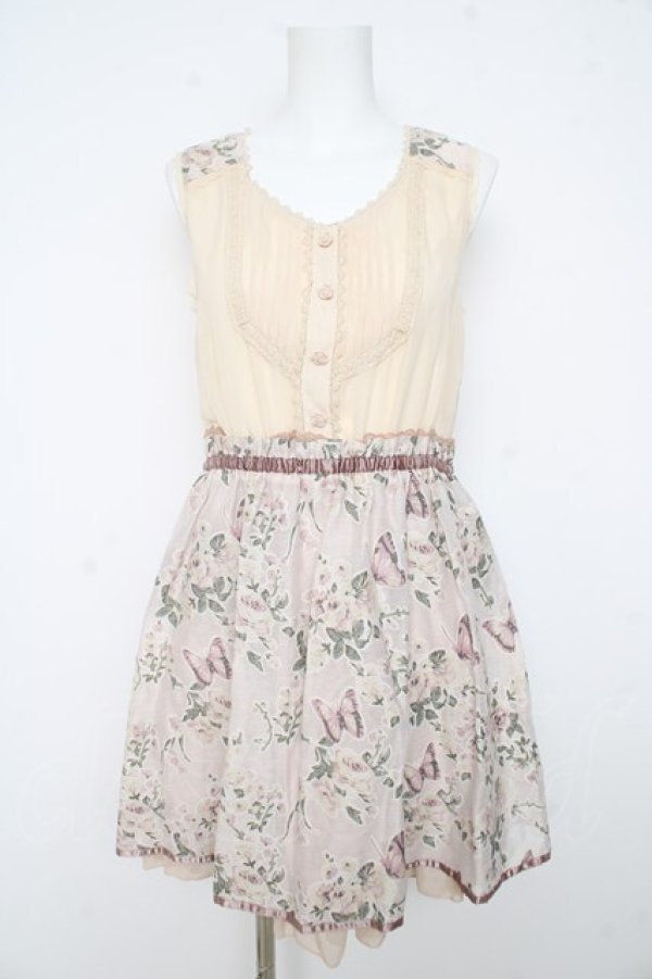 画像1: axes femme / 花×蝶オパールドッキングワンピース M 淡ピンク Y-26-02-23-143-AX-BL-SZ-ZY (1)