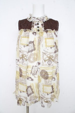 画像: axes femme / 楽器柄ノースリトップス  生成り Y-26-02-23-146-AX-TO-SZ-ZY