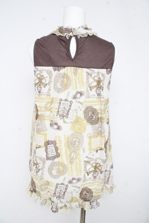 画像2: axes femme / 楽器柄ノースリトップス  生成り Y-26-02-23-146-AX-TO-SZ-ZY (2)