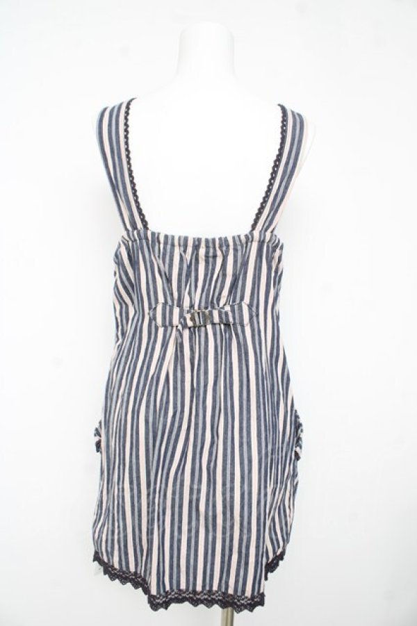 画像2: axes femme / レジメ柄ジャンスカ M 紺 Y-26-02-23-150-AX-OP-SZ-ZY (2)