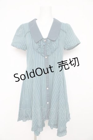 画像: axes femme / ストライプ半袖ワンピース  グリーン Y-26-02-23-154-AX-OP-SZ-ZY