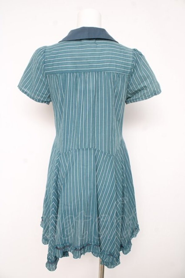 画像2: axes femme / ストライプ半袖ワンピース  グリーン Y-26-02-23-154-AX-OP-SZ-ZY (2)