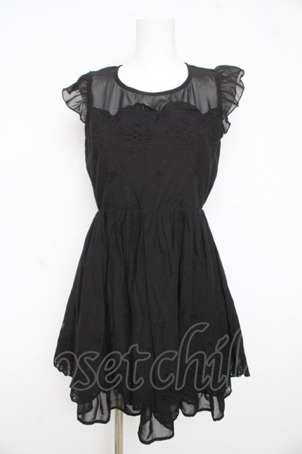 画像1: axes femme / 刺繍入りワンピース M 黒 Y-26-02-23-156-AX-OP-SZ-ZY (1)