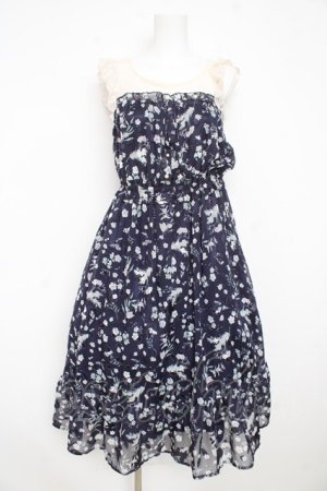 画像: axes femme / ＪＱ花柄ビスチェ風ワンピース M ネイビー Y-26-02-23-161-AX-OP-IG-ZY