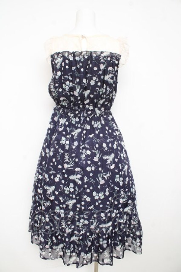 画像2: axes femme / ＪＱ花柄ビスチェ風ワンピース M ネイビー Y-26-02-23-161-AX-OP-IG-ZY (2)