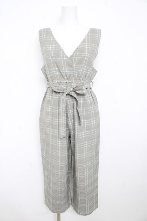 画像: axes femme / チェックサロペット L グレー Y-26-02-23-163-AX-OP-SZ-ZY