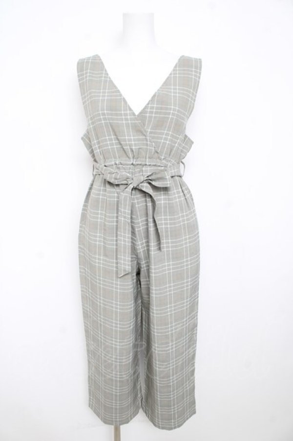 画像1: axes femme / チェックサロペット L グレー Y-26-02-23-163-AX-OP-SZ-ZY (1)