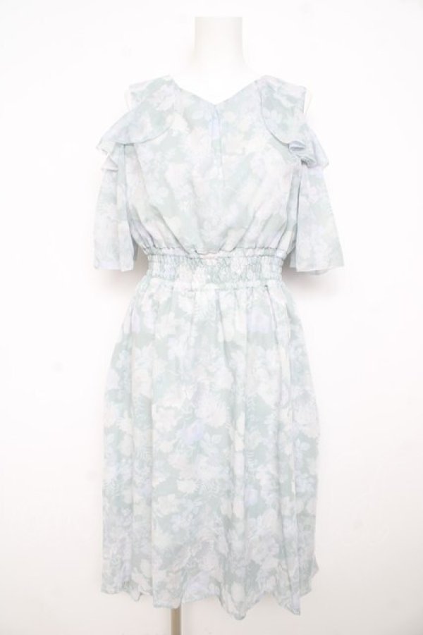 画像1: axes femme / 肩あきボタニカルフラワーワンピース  ライトグレー Y-26-02-23-165-AX-OP-IG-ZY (1)