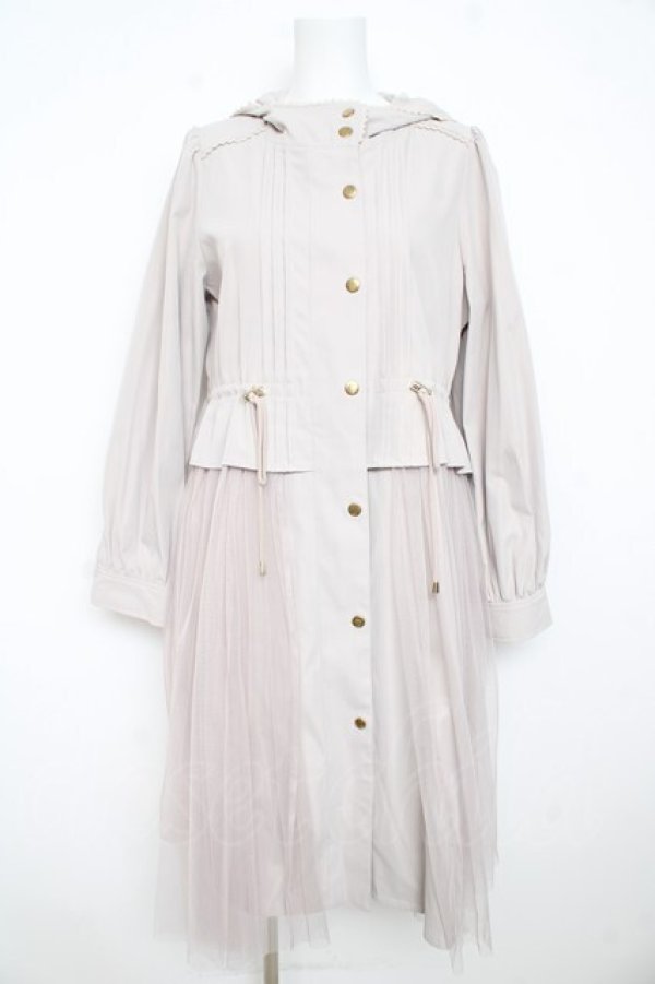 画像1: axes femme POETIQUE / チュール使いロングパーカー  グレー Y-26-02-23-170-AX-OP-SZ-ZY (1)